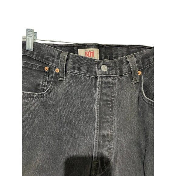 Levis 501 Original Fit Black Jeans W38 L34 Button Fly Mens Denim Pants 38/34 - Picture 1 of 5